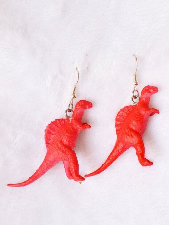 Handmade Jewelry - ❤️ Red Dinosaur Statement Earrings